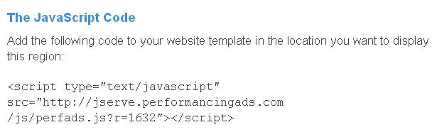 Performancing Ads JavaScript Code